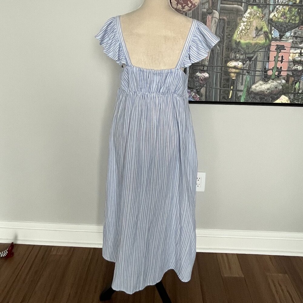Time and Tru Blue and White Striped Midi Dress L - Picture 4 of 6